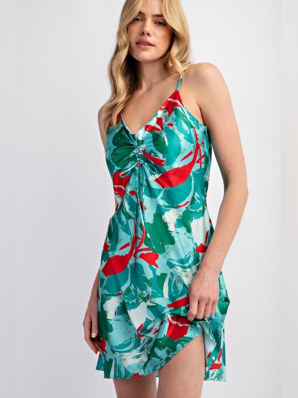 Easel PRINTED SATIN CAMI DRESS - Jalapeño